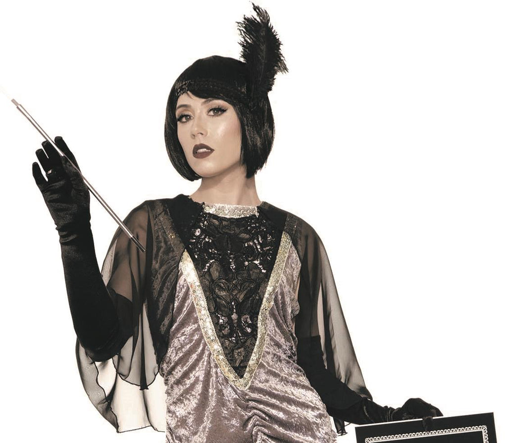 Silver Silent Movie Gray 1920's Flapper Adult Standard Size Costume by HalloweenStore.com