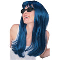 Teal and Black Long Glamour Wig With Bangs by HalloweenStore.com