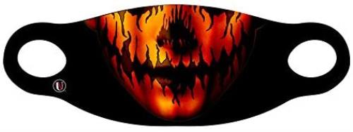 Reusable Halloween Face Cover Evil Pumpkin Design Orange Face Mask by HalloweenStore.com
