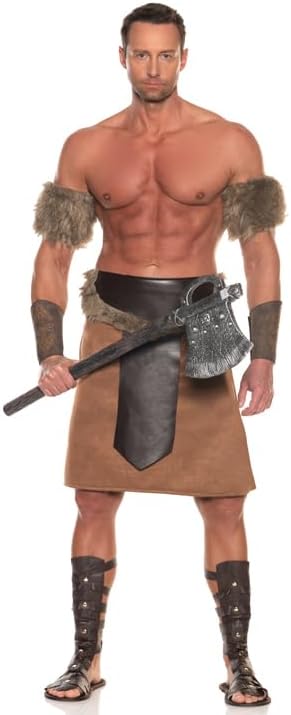 Men's Barbarian Cave Man Adult Costume Rugged Warrior by HalloweenStore.com
