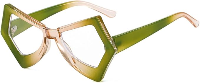 Vintage Polygon Irregular Cat Eye Adult Clear Blue Light Blocking Glasses by HalloweenStore.com