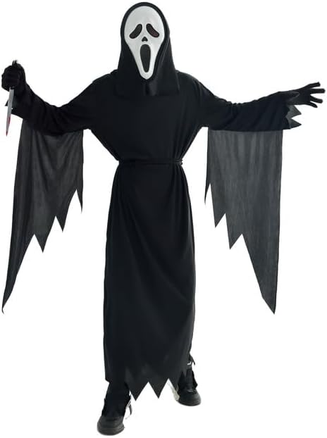 Scary Horror GhostFace Mask with Bloody Toy Knife Halloween Scream Cosplay Costume by SHOMICOBOUTIQUE