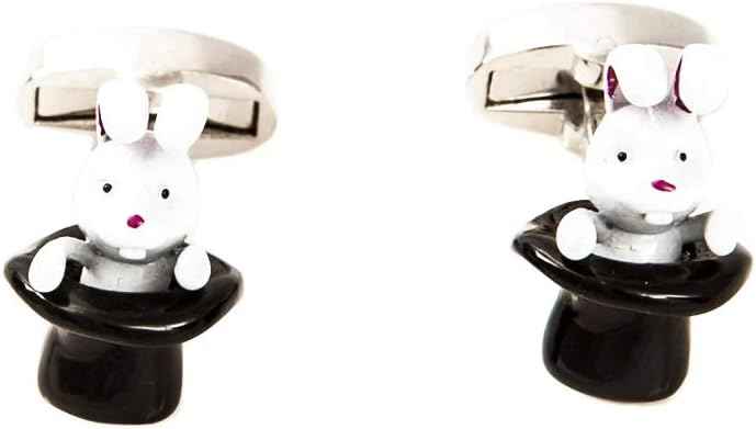 MRCUFF Magician Rabbit out of a Hat Magic Pair Cufflinks in a Presentation Gift Box &amp; Polishing Cloth