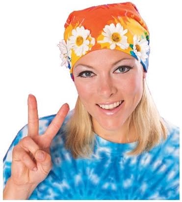 Feeling Groovy Tyedye Hippie Bandana with Daisies by HalloweenStore.com