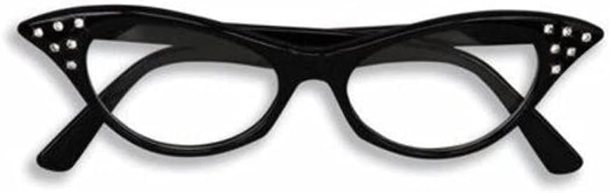 1950's Cat Eye Rhinestone Glasses Clear Lenses by HalloweenStore.com