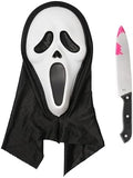 Scary Horror GhostFace Mask with Bloody Toy Knife Halloween Scream Cosplay Costume by SHOMICOBOUTIQUE
