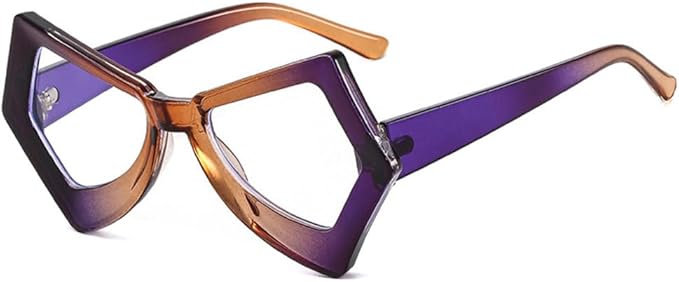 Vintage Polygon Irregular Cat Eye Adult Clear Blue Light Blocking Glasses by HalloweenStore.com