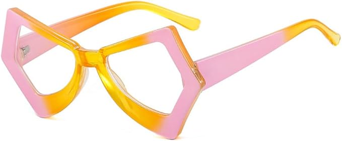 Vintage Polygon Irregular Cat Eye Adult Clear Blue Light Blocking Glasses by HalloweenStore.com