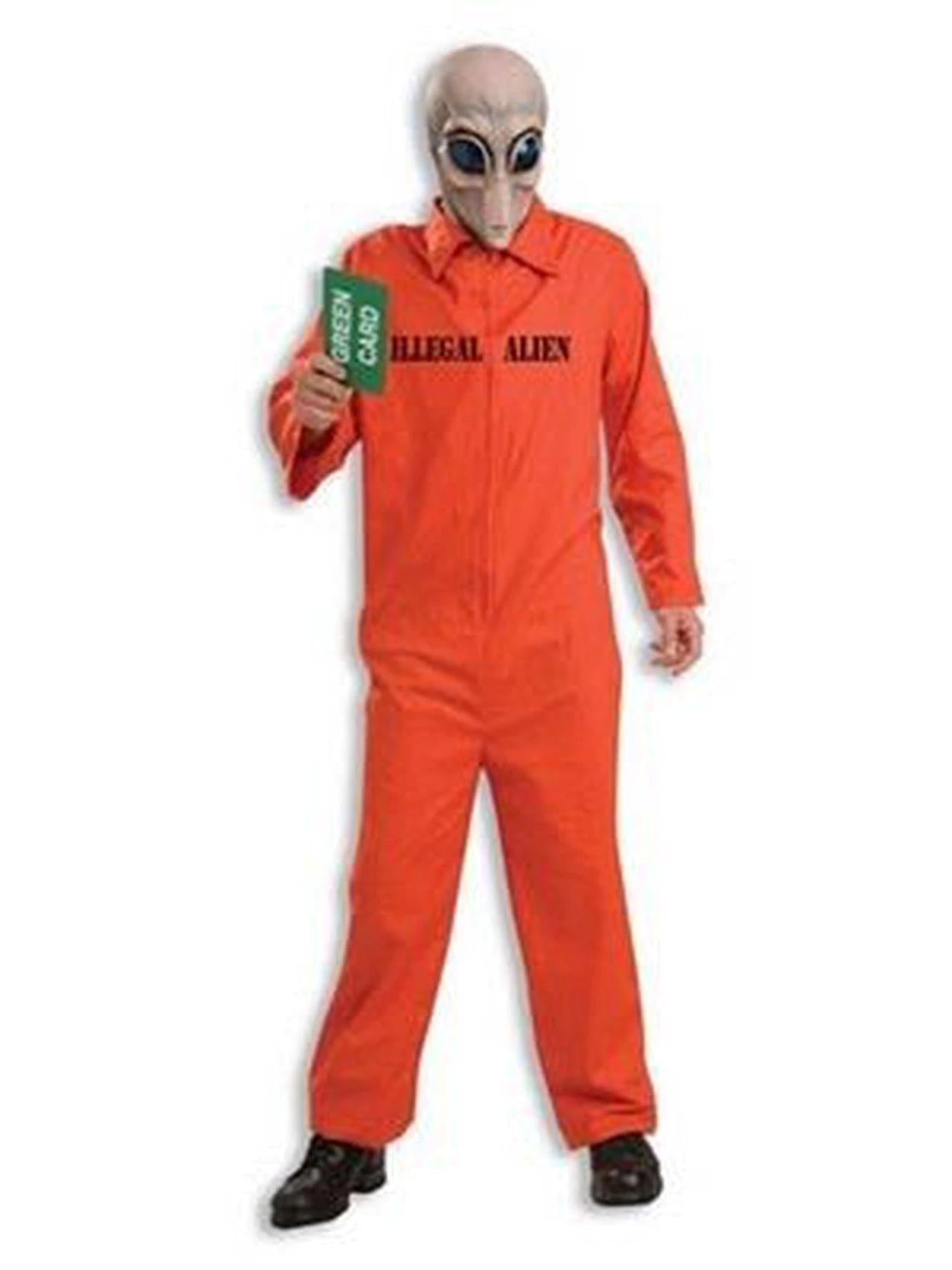 Illegal Alien Green Card Jumpsuit Adult Costume and Mask by HalloweenStore.com