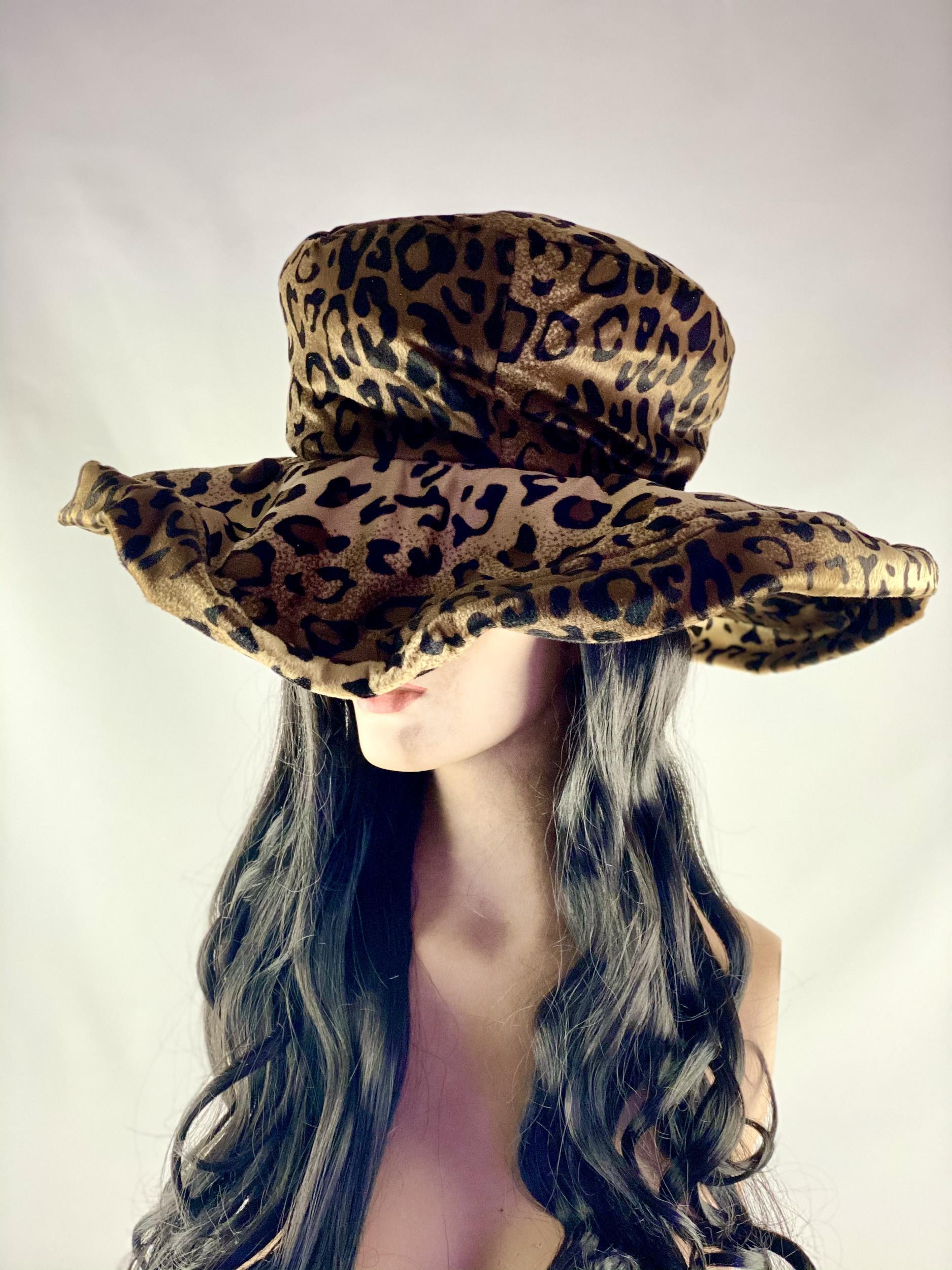 Cheetah Leopard Print Pimpette Lady Pimp Costume Hat by HalloweenStore.com