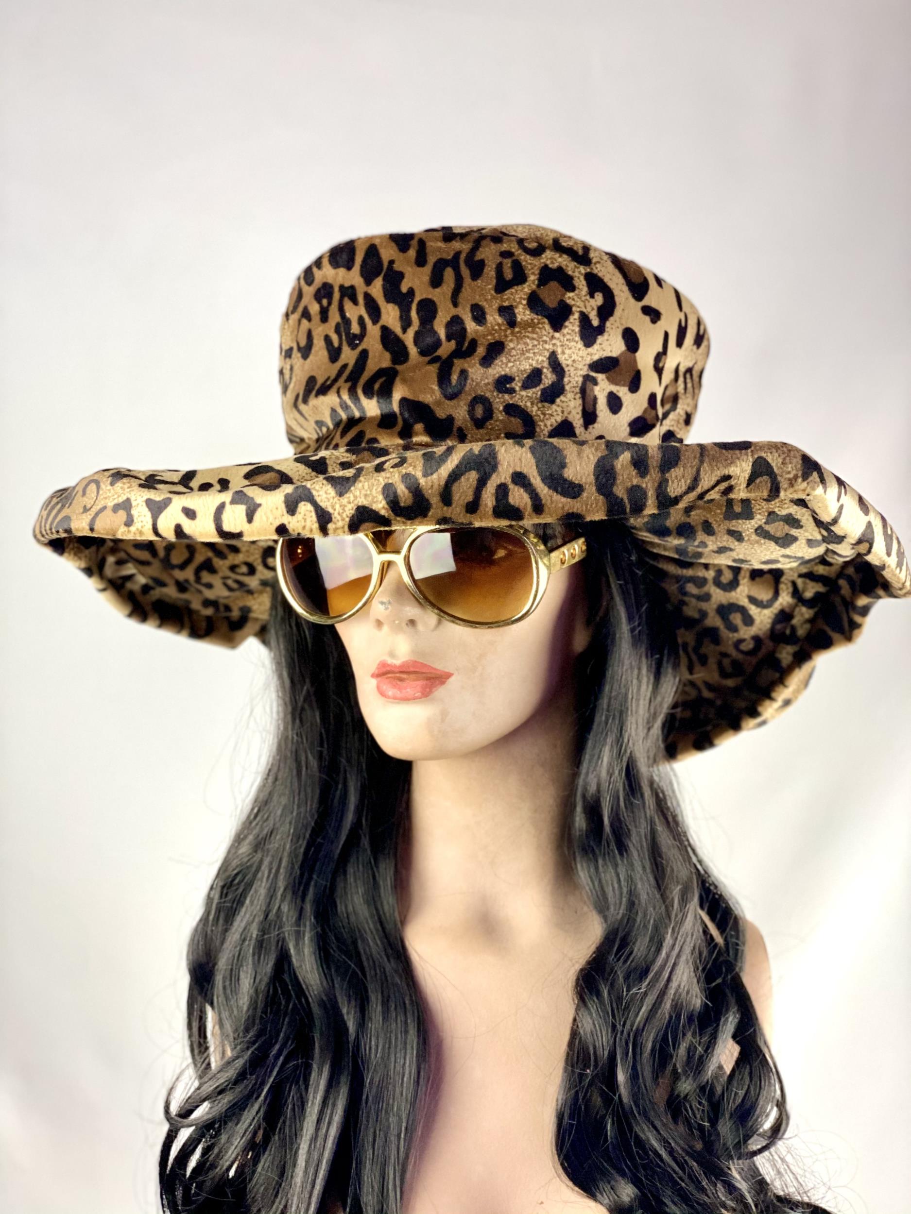 Cheetah Leopard Print Pimpette Lady Pimp Costume Hat by HalloweenStore.com