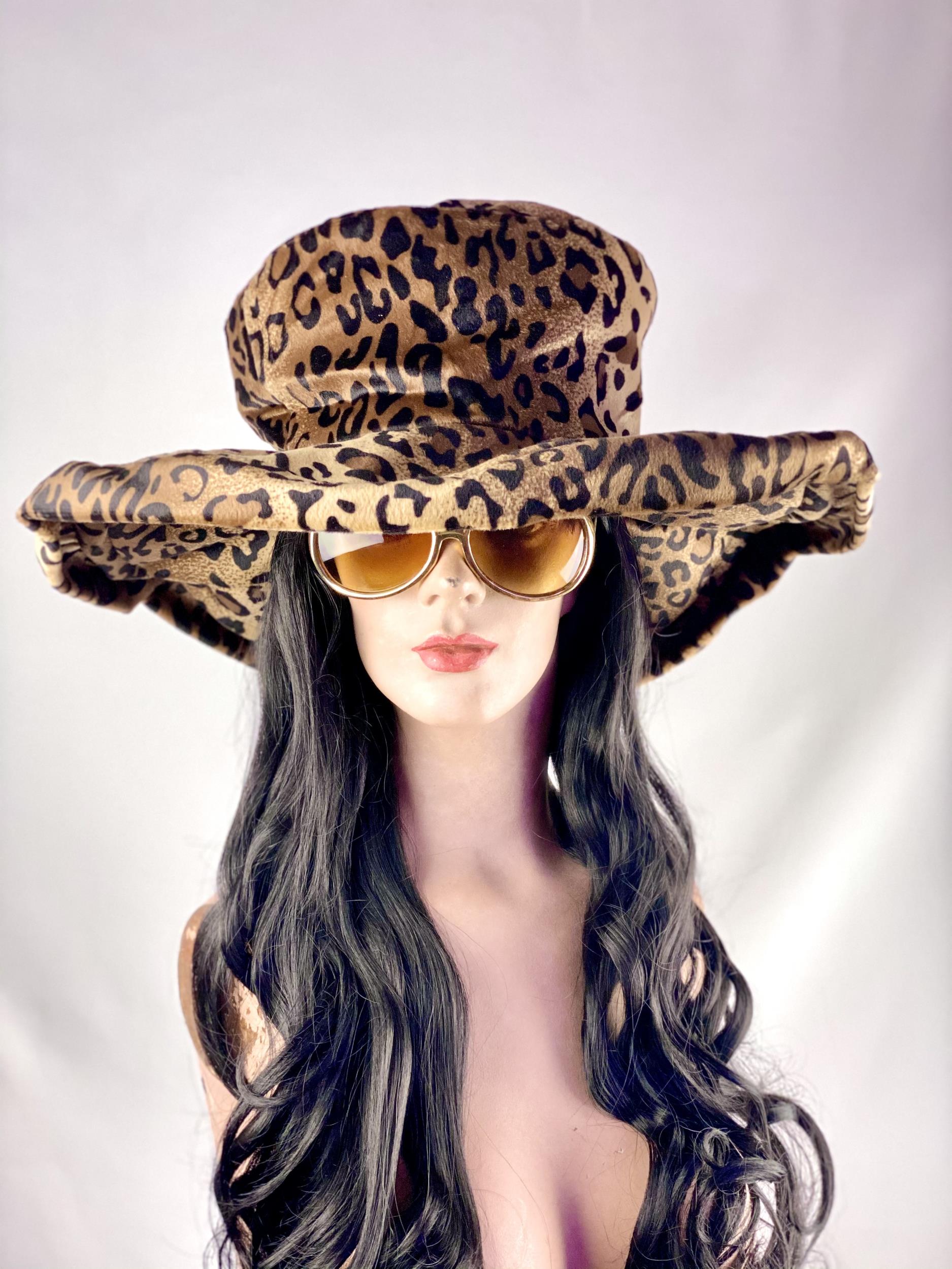 Cheetah Leopard Print Pimpette Lady Pimp Costume Hat by HalloweenStore.com