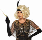 Black Roaring 20's Sequin Shawl Flapper Costume Accessory by HalloweenStore.com