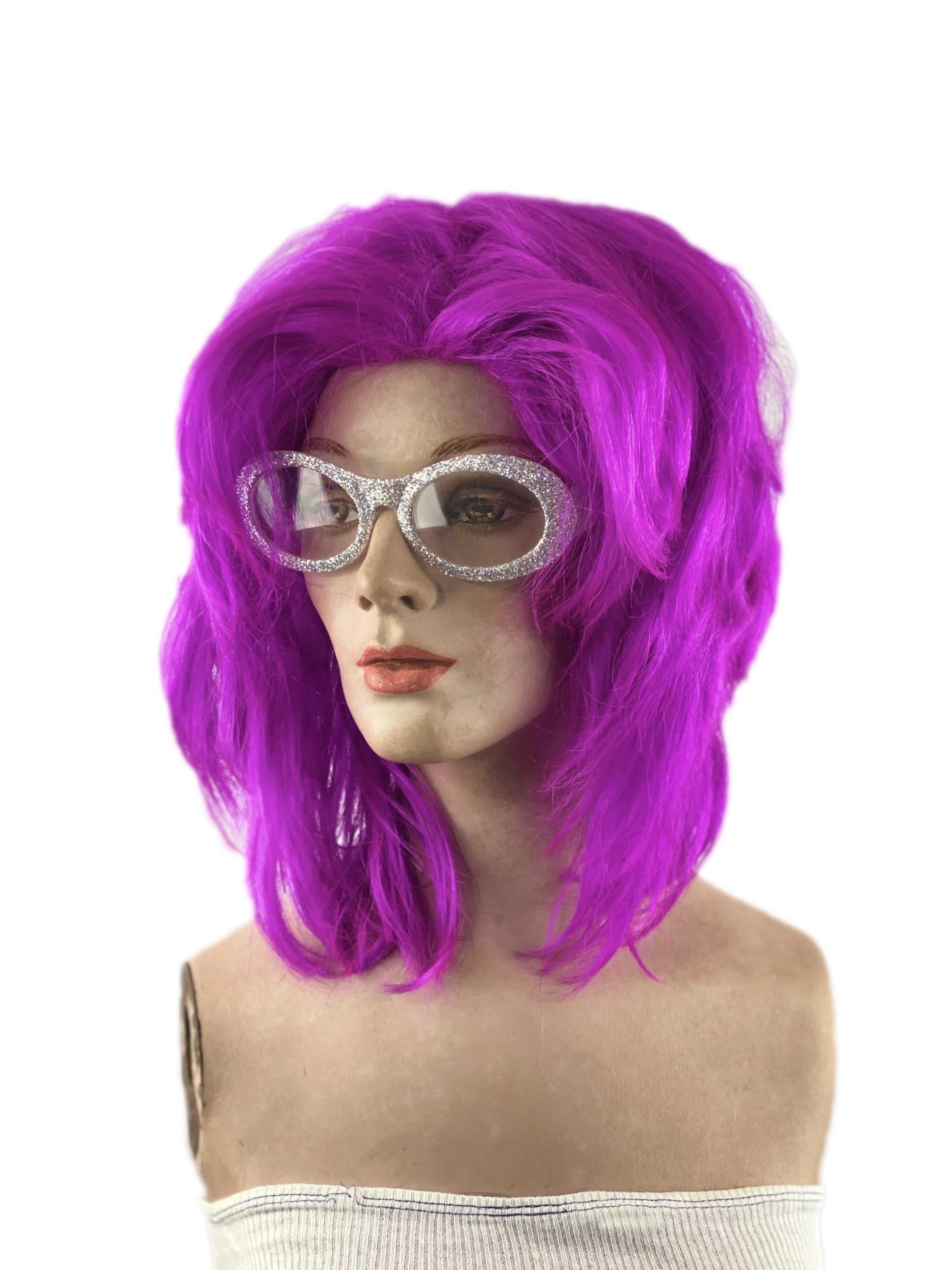 Magenta Work It Girl Drag Queen Pink Purple Layered Shaggy Sassy Mid Length Wig by HalloweenStore.com