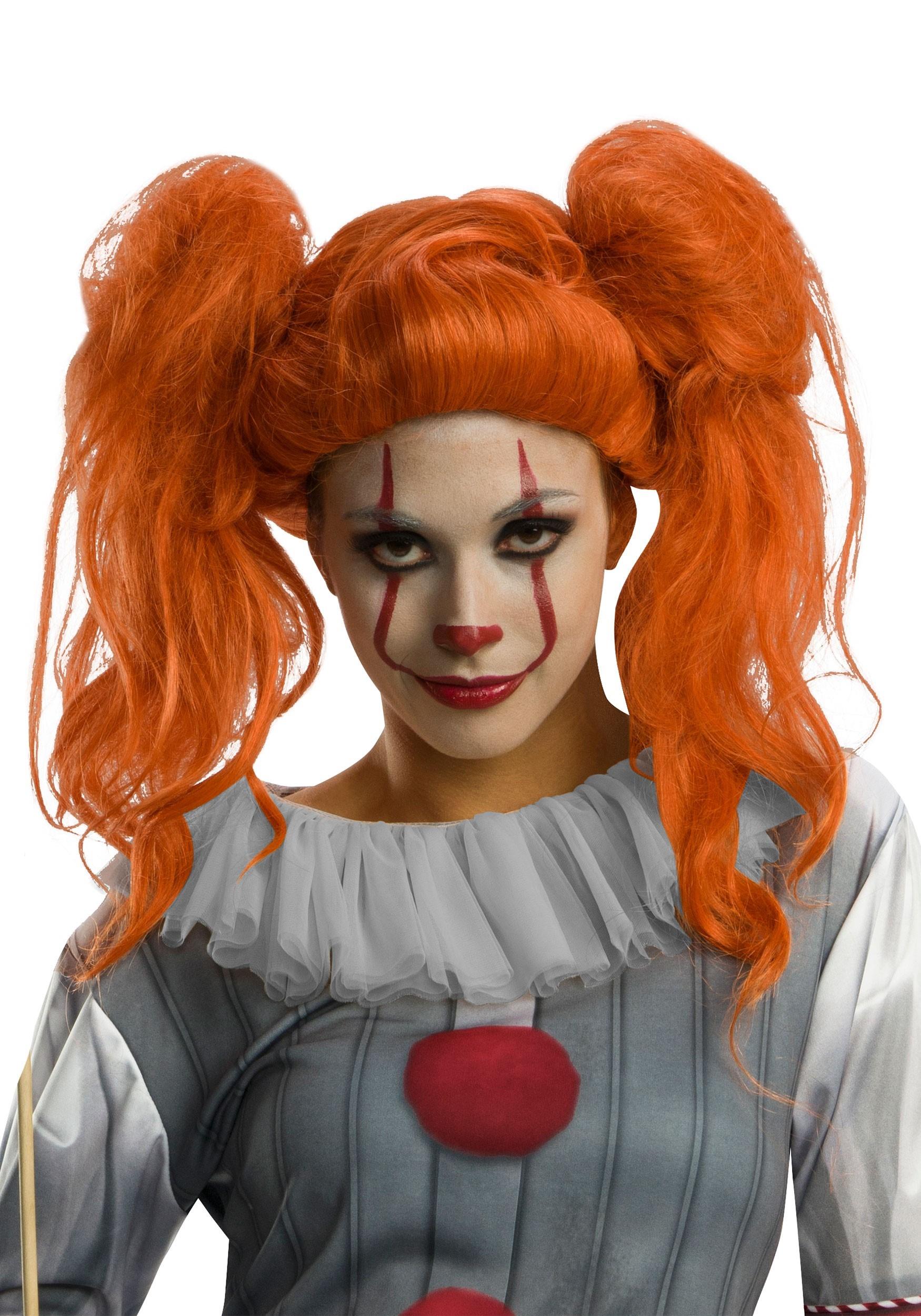 IT the Movie Pennywise Adult Womans Pigtail Wig by HalloweenStore.com