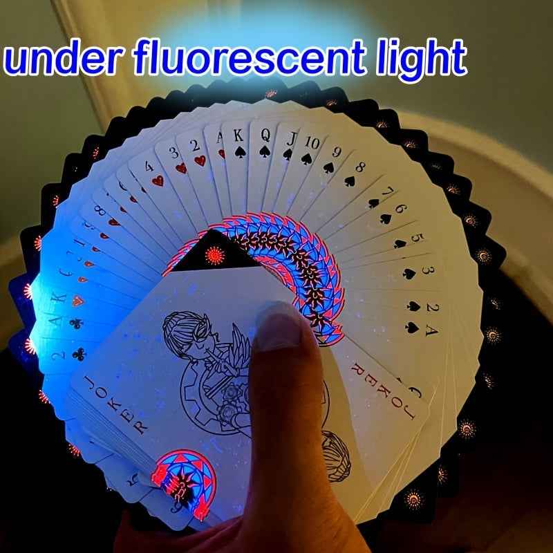 Creative, Novel, Cool, and Fun Limited Edition Fancy Card Cutting Performance Playing Cards - Reflective, Luminous, Fluorescent, UV-Reflective Playing Cards - Black Core Cloth-Finish Playing Cards - High-End Finale Gift Playing Cards - New Anime