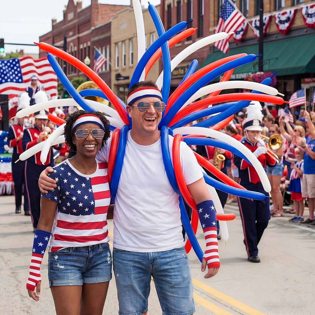 90pcs of 51-Inch Long Red, White, And Blue Balloons for The Usa'S 250Th Anniversary Fireworks Celebration, Perfect for Patriotic Parties And Events from 1776 to 2026, Including Independence Day And Memorial Day