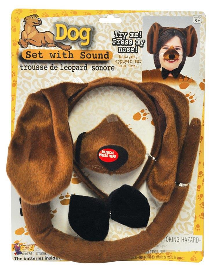 Brown Dog Headband and Nose Ears Bow Tie Set with Sound by HalloweenStore.com
