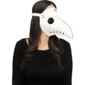 White Faux Leather Plague Doctor Scary Halloween Mask by HalloweenStore.com
