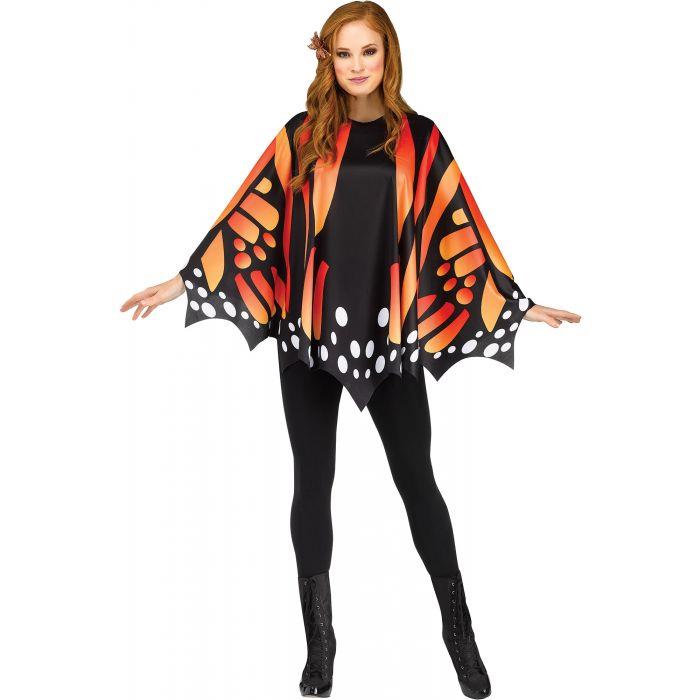 Monarch Butterfly Orange Poncho Women's Costume Accessory by HalloweenStore.com