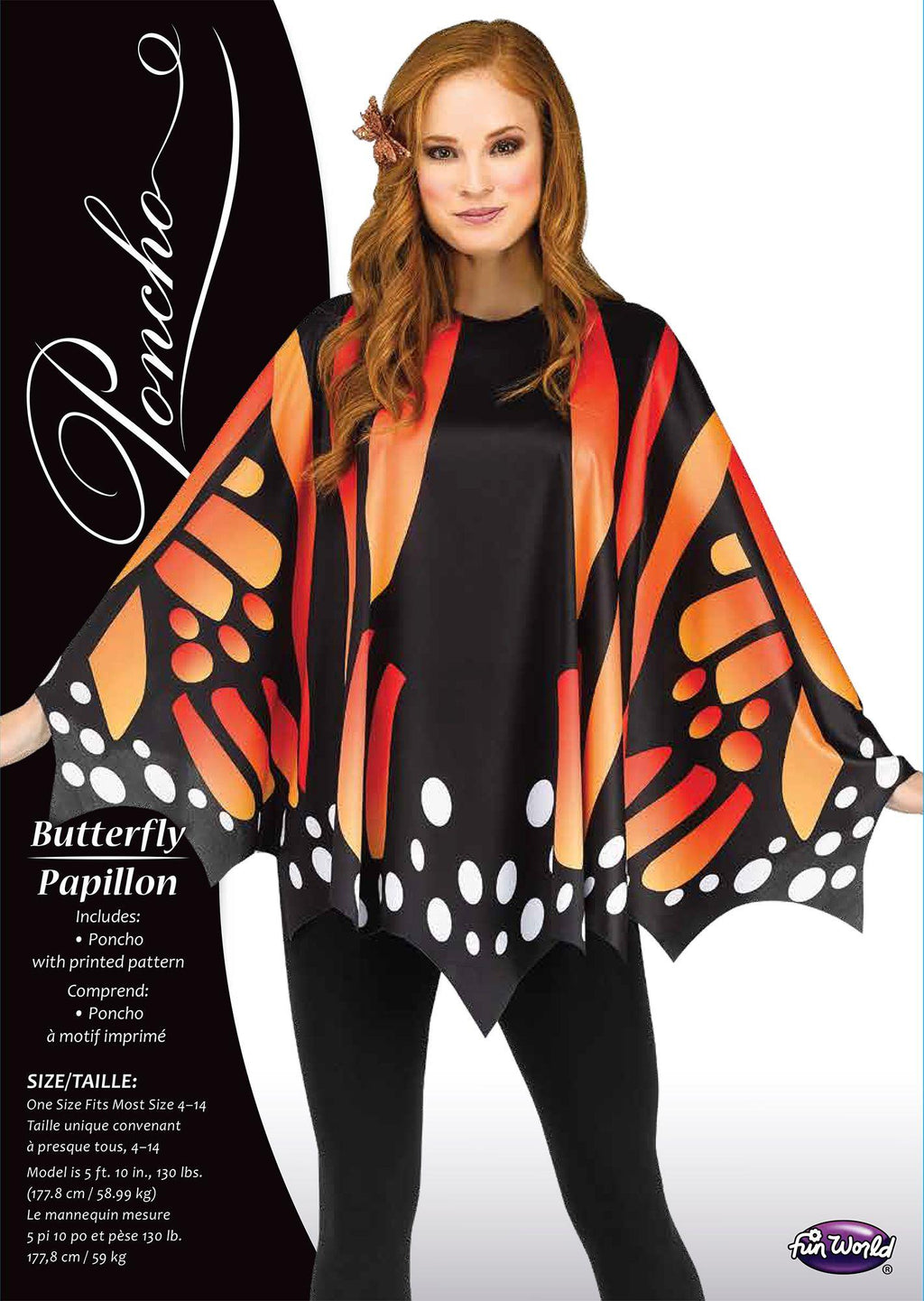 Monarch Butterfly Orange Poncho Women's Costume Accessory by HalloweenStore.com