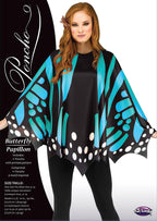 Teal Butterfly Poncho Women's Costume Accessory by HalloweenStore.com