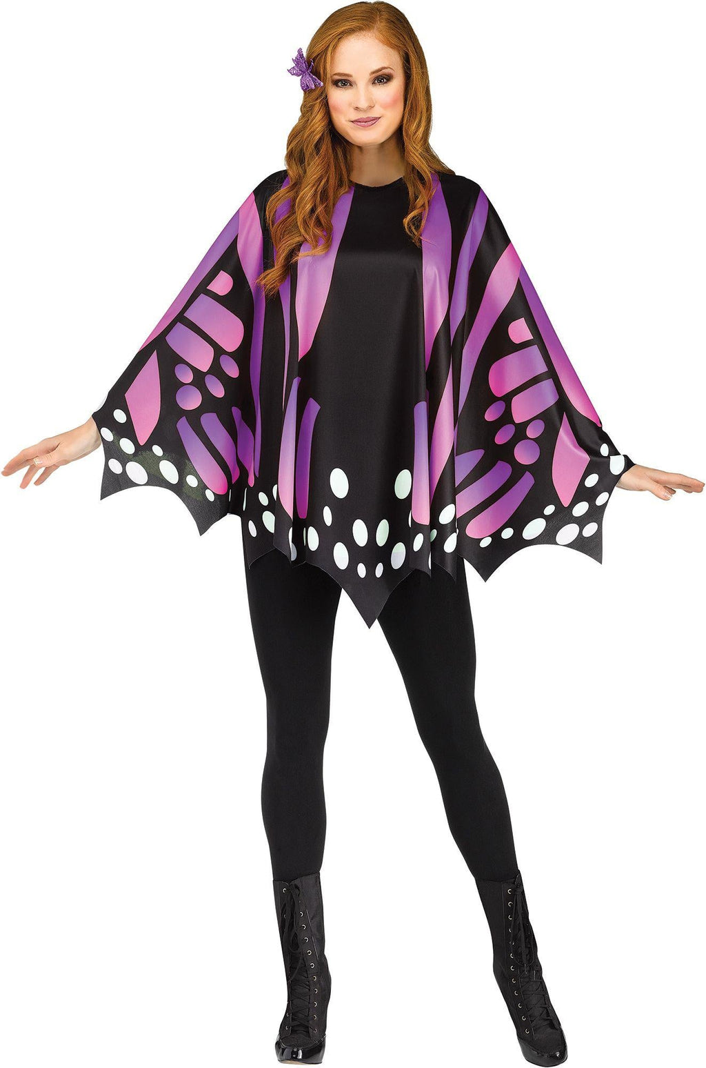 Purple Butterfly Poncho Women's Costume Accessory by HalloweenStore.com
