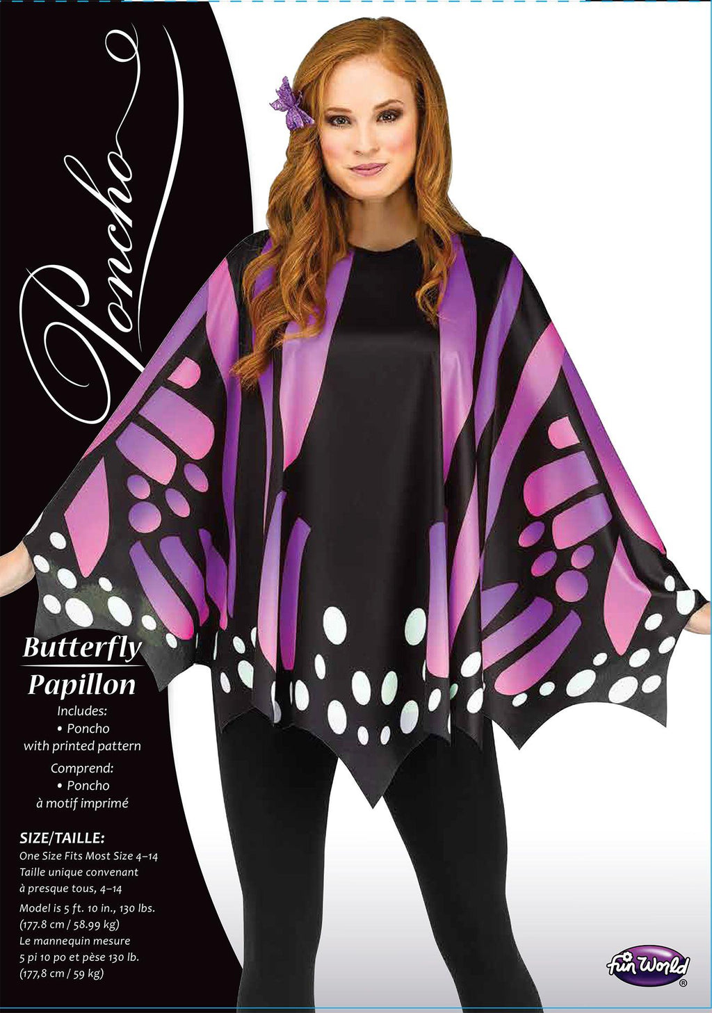 Purple Butterfly Poncho Women's Costume Accessory by HalloweenStore.com