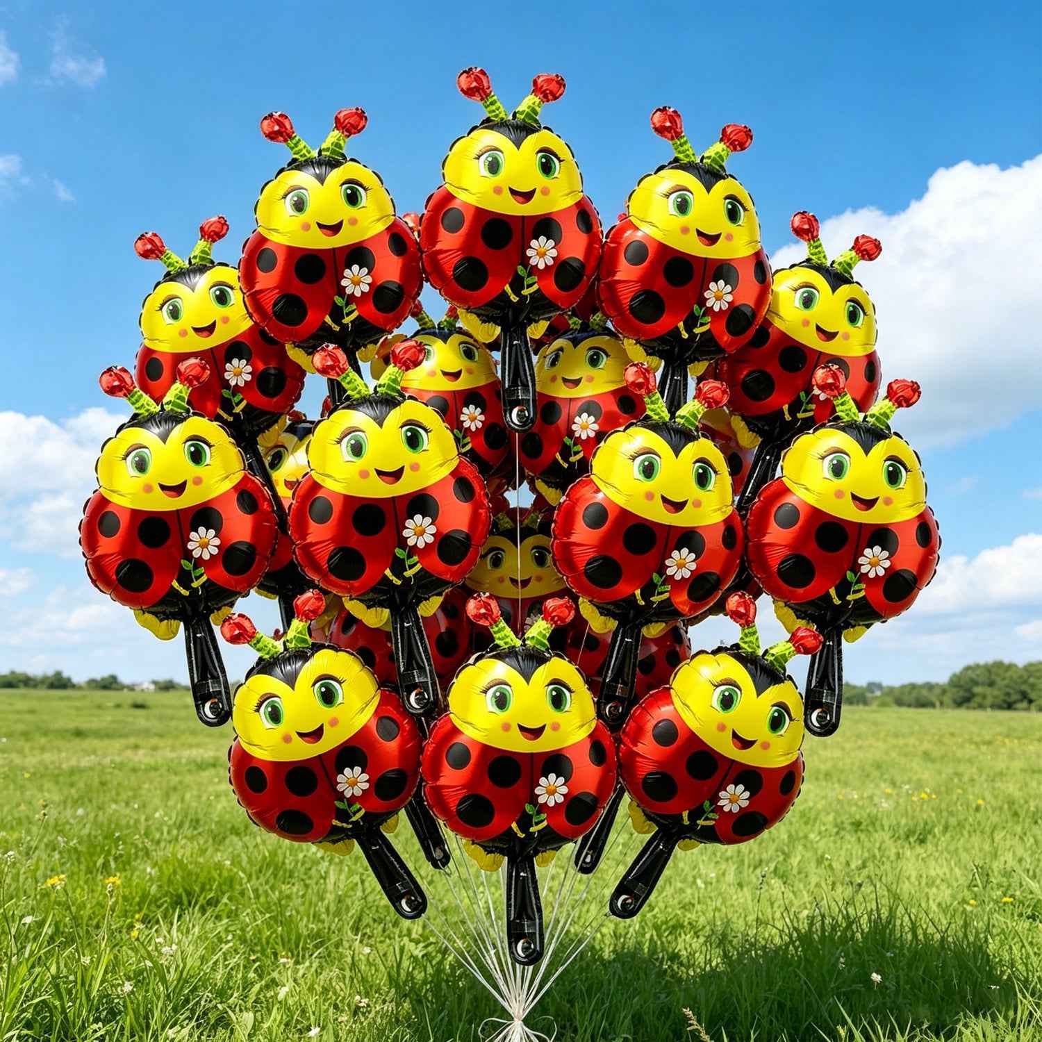10pcs Cartoon Ladybug Foil Balloons • Suitable for Birthday Holiday Decoration • Graduation Season Back-To-School Decor