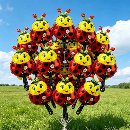 10pcs Cartoon Ladybug Foil Balloons • Suitable for Birthday Holiday Decoration • Graduation Season Back-To-School Decor