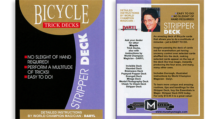 Stripper Deck Mandolin Bicycle (Red) by Murphy's Magic Supplies, Inc.