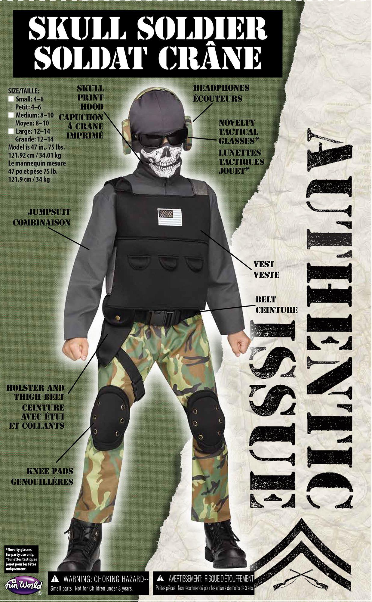 Skull Soldier Soldier Crane Military Child Costume by HalloweenStore.com