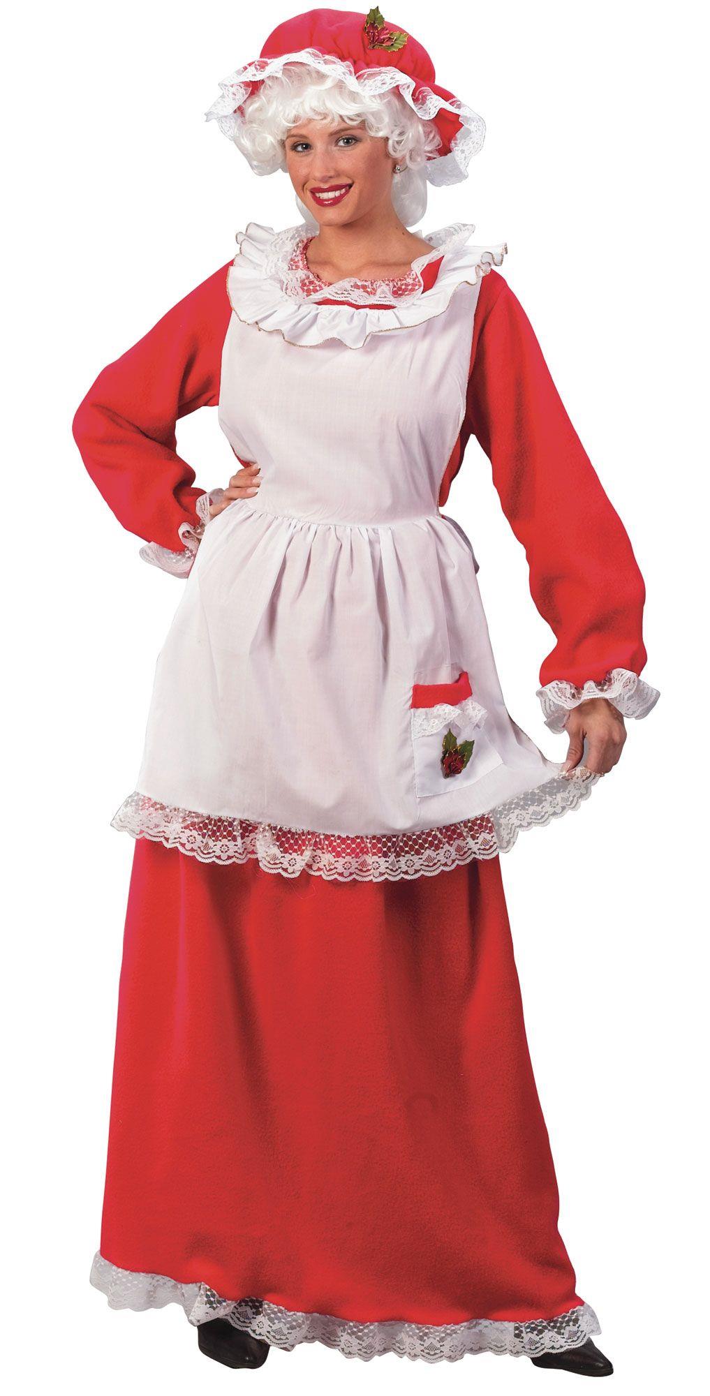 Mrs. Clause Christmas Santa Red Dress and Apron Adult Costume by HalloweenStore.com