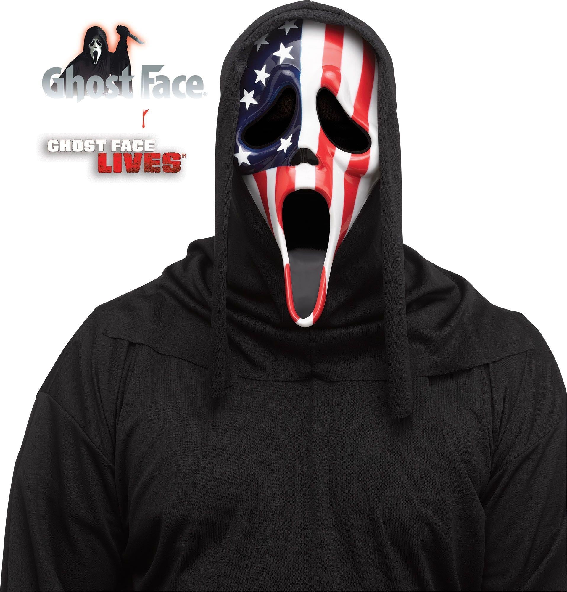 Fun World Scream Ghost Face Patriotic American Flag Vinyl Character Costume Mask by HalloweenStore.com