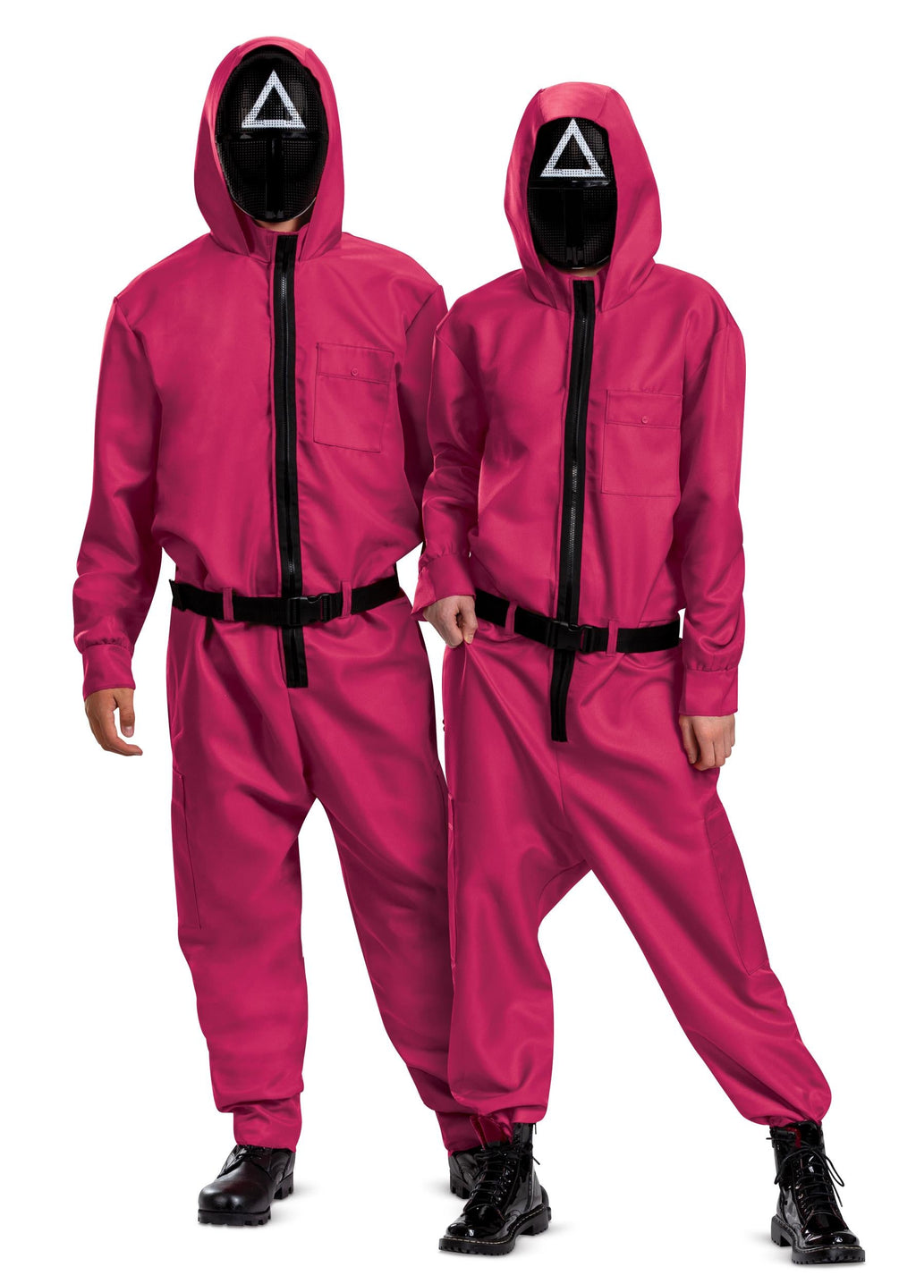 Squid Games Triangle Guard Jumpsuit and Mask Costume Adult Large/X-Large by HalloweenStore.com