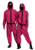 Squid Games Triangle Guard Jumpsuit and Mask Costume Adult Large/X-Large by HalloweenStore.com
