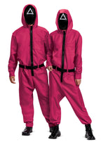Squid Games Triangle Guard Jumpsuit and Mask Costume Adult Large/X-Large by HalloweenStore.com