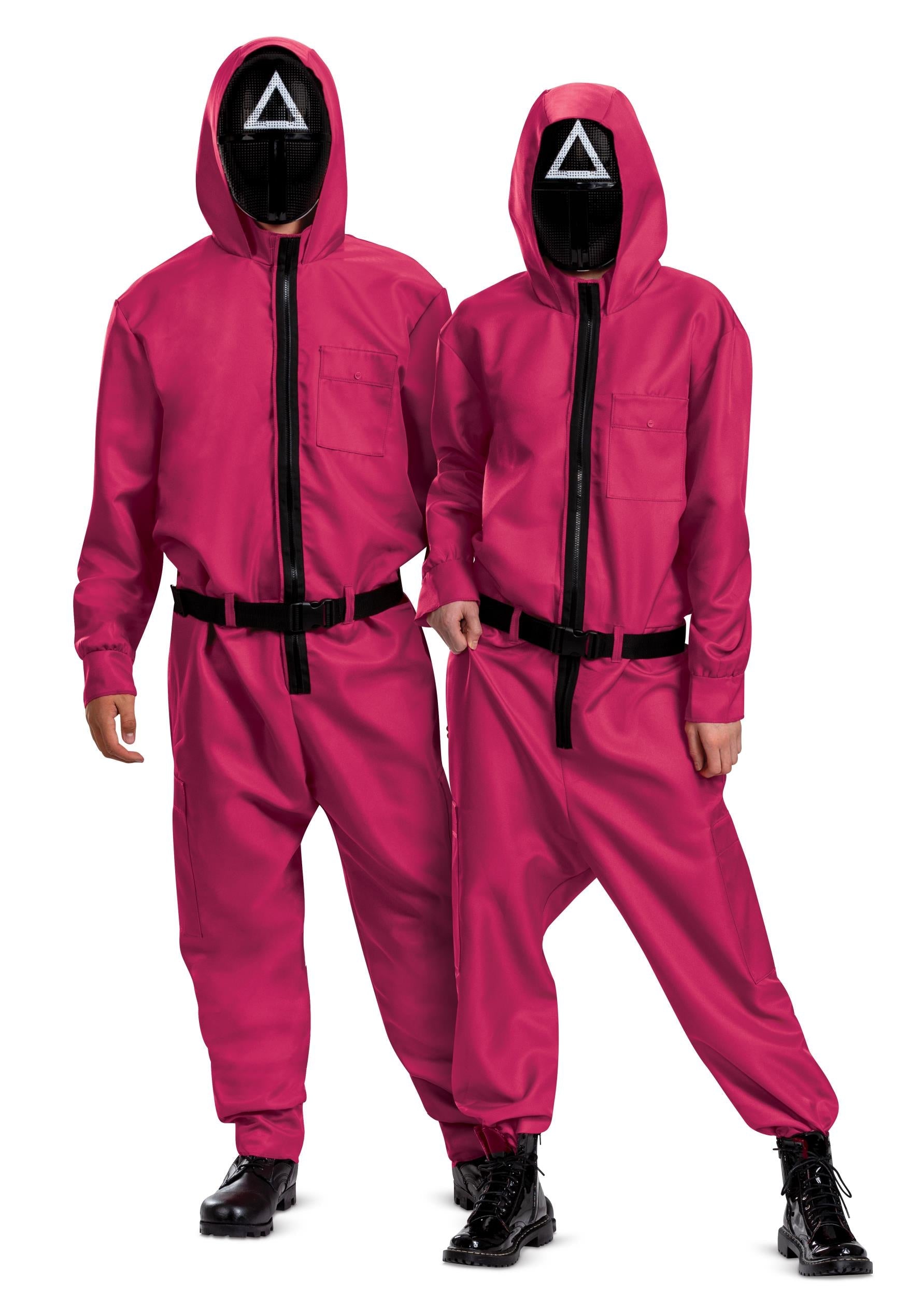 Squid Games Triangle Guard Jumpsuit and Mask Costume Adult Large/X-Large by HalloweenStore.com