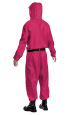 Squid Games Triangle Guard Jumpsuit and Mask Costume Adult Large/X-Large by HalloweenStore.com