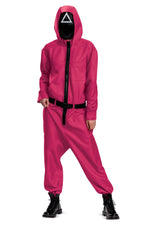 Squid Games Triangle Guard Jumpsuit and Mask Costume Adult Large/X-Large by HalloweenStore.com