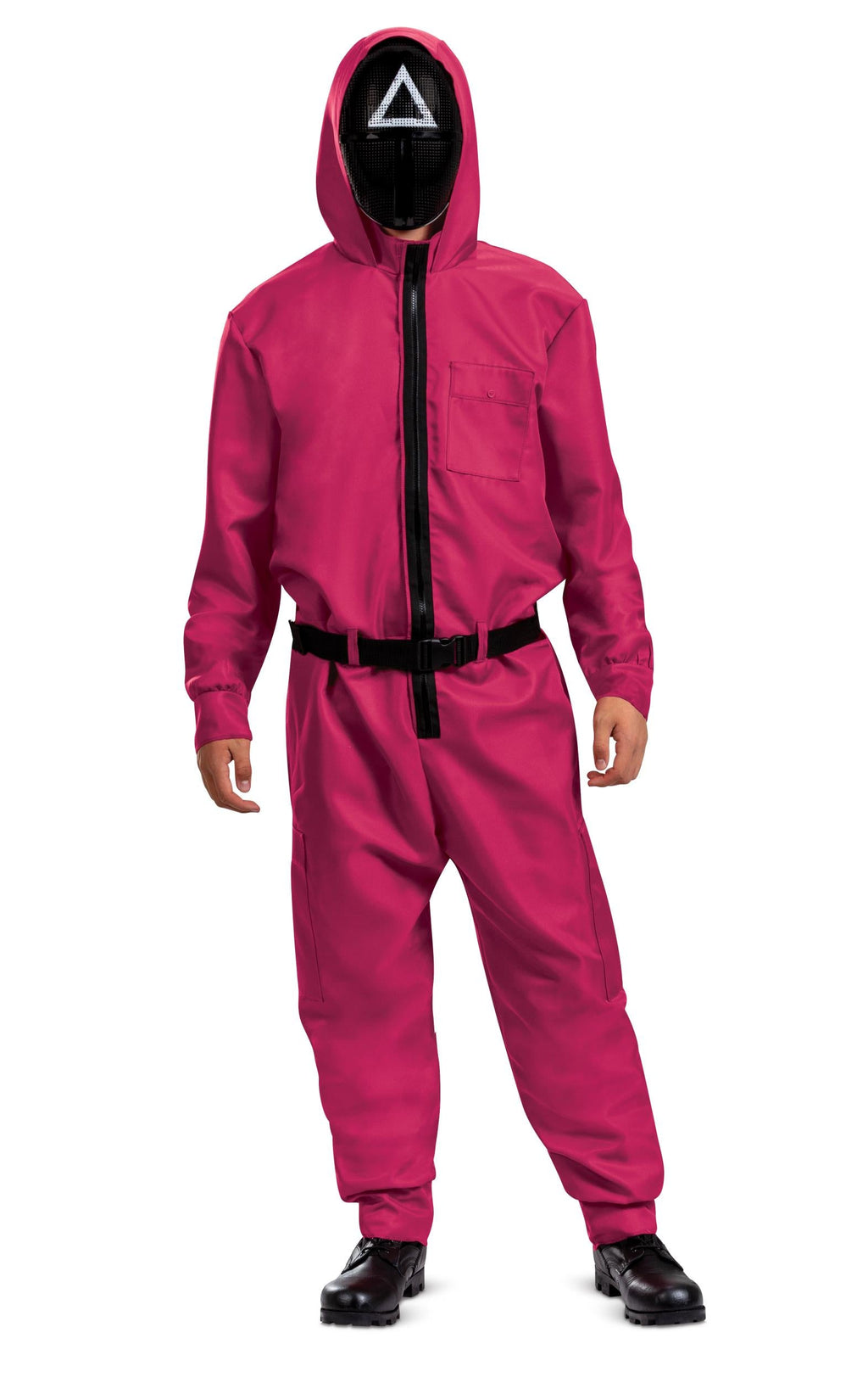 Squid Games Triangle Guard Jumpsuit and Mask Costume Adult Large/X-Large by HalloweenStore.com