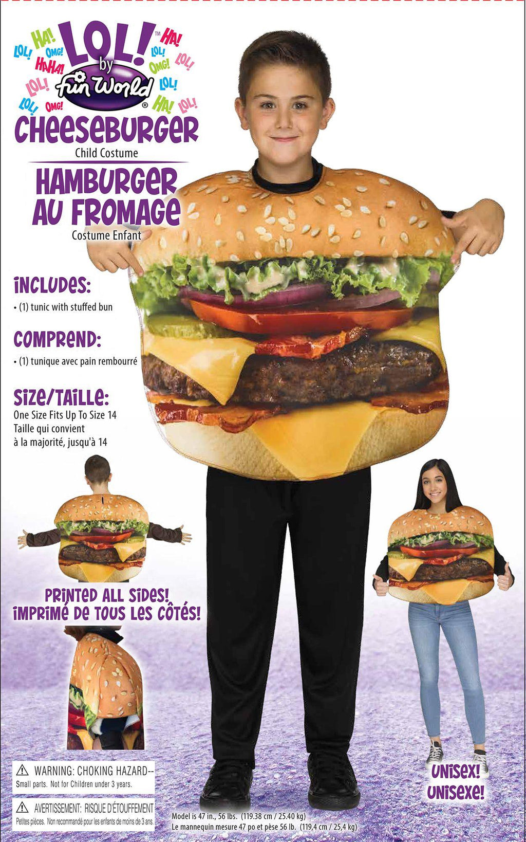 Festive Screen Print Cheese Burger Hamburger Child American Food Costume by HalloweenStore.com