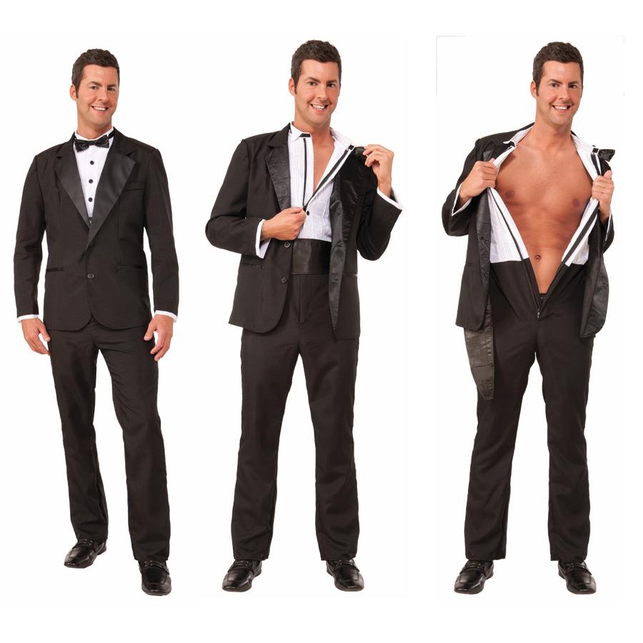 Instant Zip Up Stripper Tuxedo Adult X-Large by HalloweenStore.com