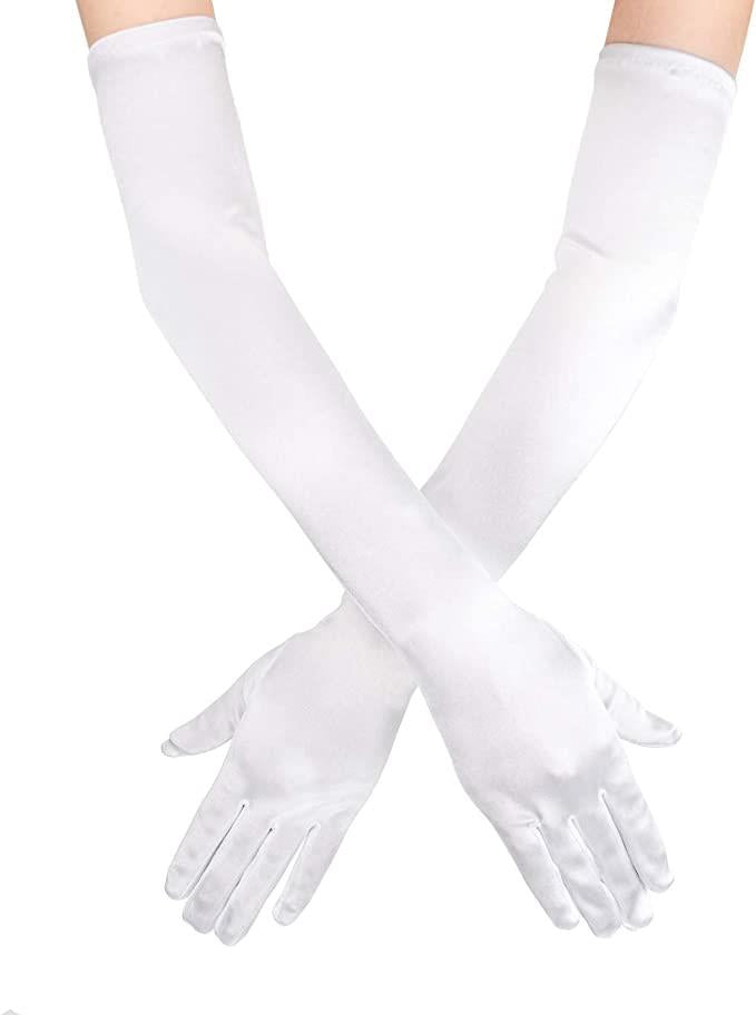 White 20.5" Opera Length 1920's Evening Party Elbow Gloves by HalloweenStore.com