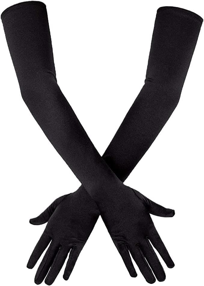 Black 20.5" Opera Length 1920's Evening Party Elbow Gloves by HalloweenStore.com