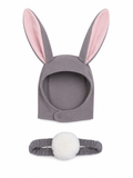 Gray Bunny Bonnet and Bunny Tail Set by Band of the Wild