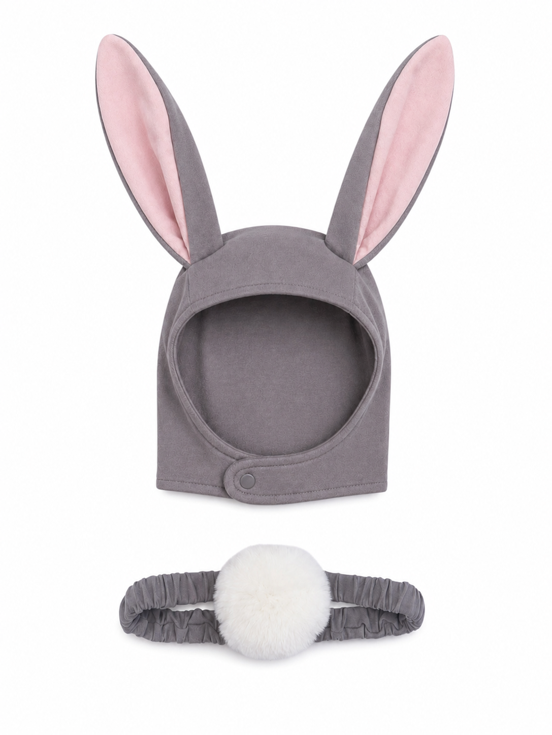 Gray Bunny Bonnet and Bunny Tail Set by Band of the Wild