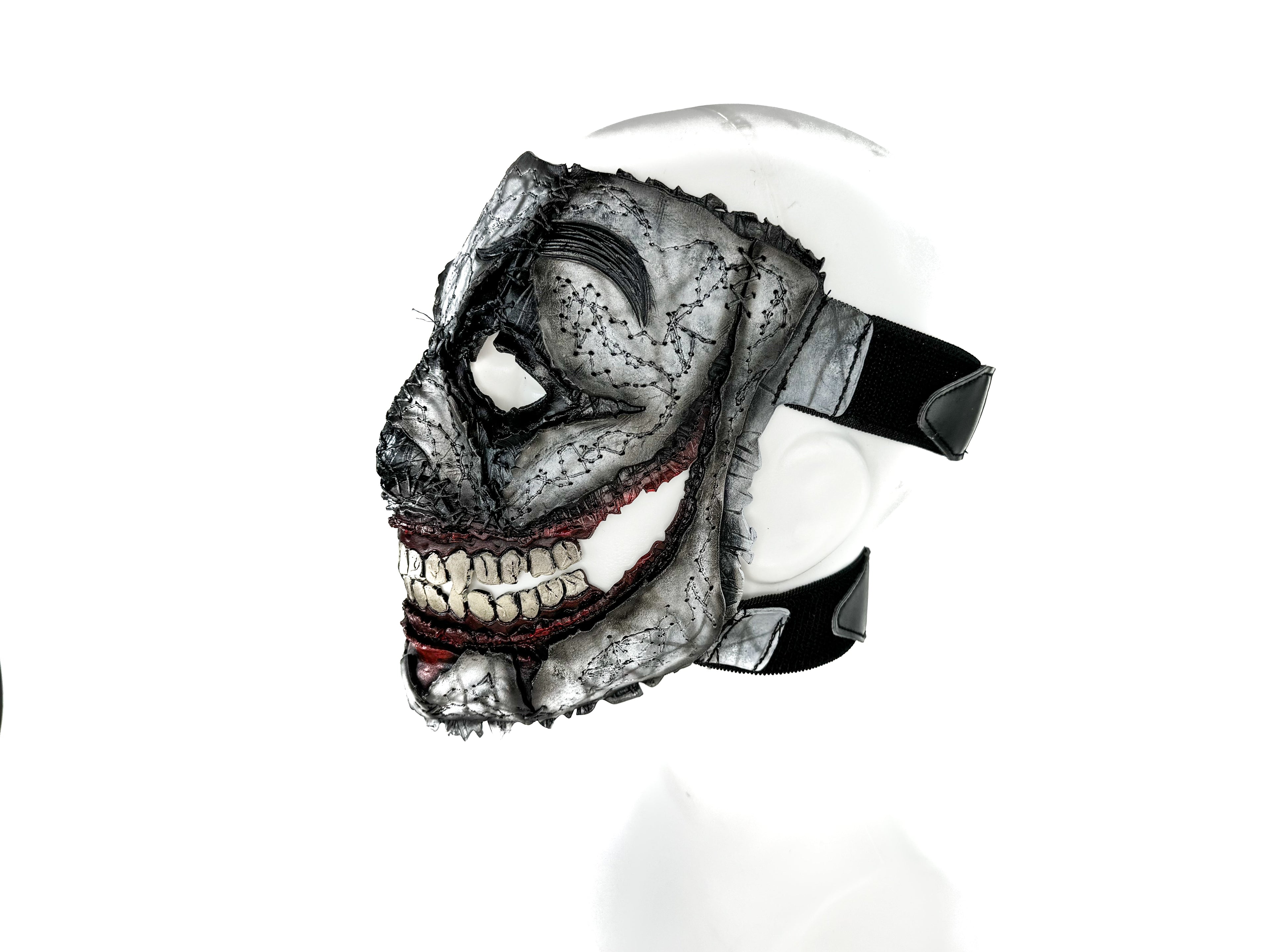 Genuine Leather Mask - GigaMyme Clown - Handmade Mime Full Face Cover for Halloween, Performance or Cosplay Costume by Rockwell Masks