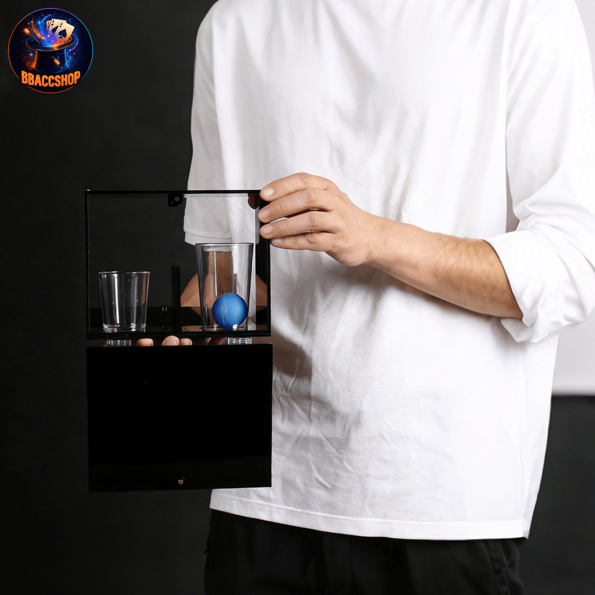 Cup Ball Displacement Magic Prop | Small Ball Into Small Cup, Double Cups Into Box Obscured, Opening Box Reveals in Large Cup for easy Operation Stable Effect, with Teaching Video, for easy to Master, Suitable for 14 And Up