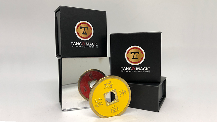 Chinese Coin (CH0020) Red & Yellow by Tango Magic by Murphy's Magic Supplies, Inc.